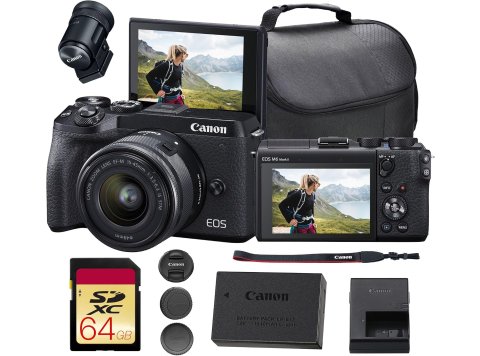Canon EOS M6 Mark II Mirrorless Camera with 15-45mm Lens (Black) Bundle